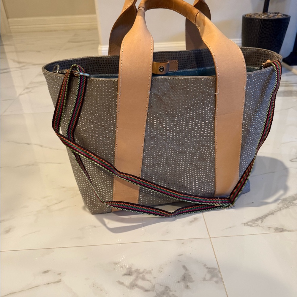 Consuela Gray Tote with Pink Accent